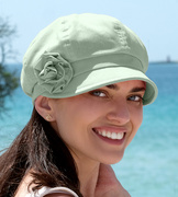 Kaszkiet damski na lato, lniany, miętowy,  55-57 cm