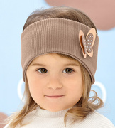 Opaska dla dziewczynki na głowę, bawełniana, Peggie, fango, 50-54 cm
