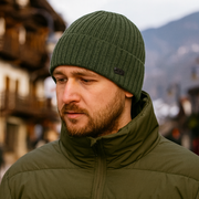 Czapka zimowa męska, z wełną merino, Fojjer, zielony, 56-59 cm