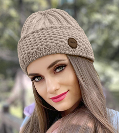 Czapka zimowa damska, Oliena,  jasny beżowy, 55-58 cm