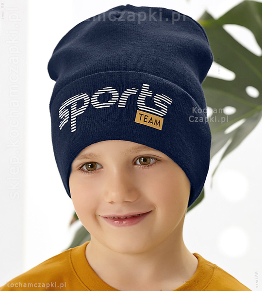 Czapka wiosenna/jesienna dla chłopca, Sports Team, granat, r. 54-56 cm