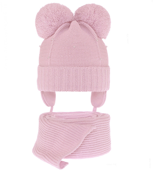 Komplet zimowy, czapka i szalik dla dziewczynki, Bifien, liliowy, 46-48 cm
