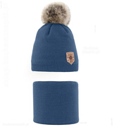 Czapka i komin, na łagodną zimę / jesień Apolio, niebieski, 48-50cm