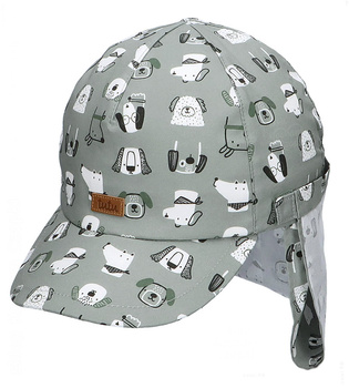 Czapka z daszkiem dla dziecka, UV i ochrona karku dla chłopca, Ferguson, zielony, 50-53 cm