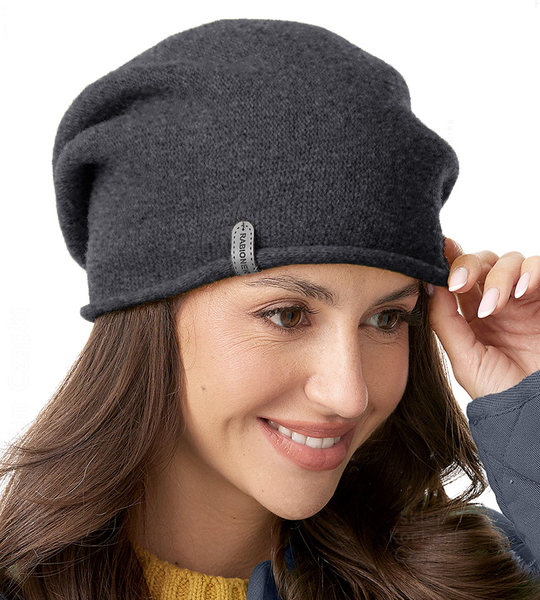 Czapka wełniana damska, zimowa/jesienna, Gabbela, grafit melanż, 57-60 cm