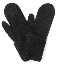 Rękawiczki damskie zimowe, jednopalczaste,  wełniane z angory, czarne, uniwersalne