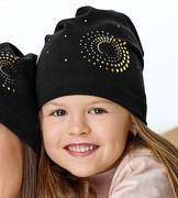 Czapka dla dziewczynki, wiosna/jesień, czarna, Virginia, 52-54 cm