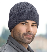 Czapka zimowa męska, z polarową podszewką, Passos, granatowy melanż, 55-57 cm