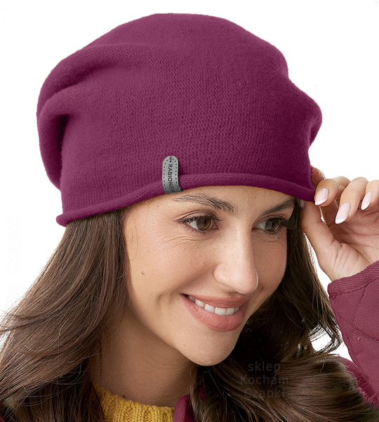 Czapka wełniana damska, zimowa/jesienna, Gabbela, śliwkowa, 57-60 cm