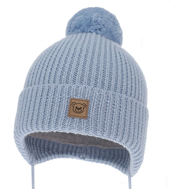 Czapka merino dla chłopca, 100% podszewka merino, Fotik, niebieska (08), 44-47 cm