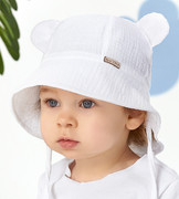 Kapelusz dla dziewczynki, muślinowy, biały, Alcotia, 48-50 cm