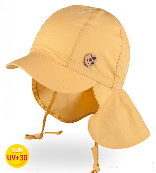 Czapka z daszkiem dla dziecka, z filtrem UV+30, Pollia, piaskowa, 50-52 cm