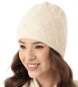 Czapka damska zimowa z perełkam, Havenna, ecru, 55-57