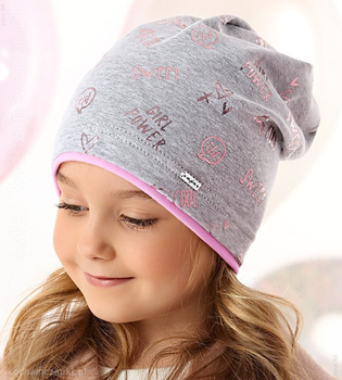 Czapka  dla dziewczynki Girl Power czarny, rozm 48-50 cm