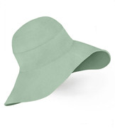 Kapelusz damski z dużym rondem, lniany na lato, S22-05, zielony (80% len), 55-56 cm