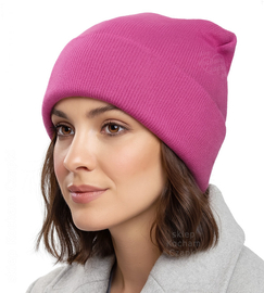 Czapka damska z wełny merino i kaszmiru, zimowa, Ginevra, amarantowa, 55-58 cm