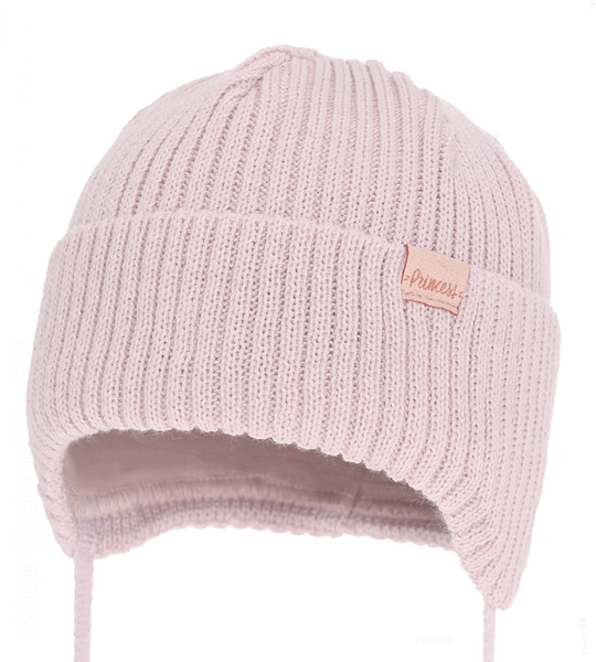 Czapka niemowlęca na zimę dla dziewczynki, merino, Nissia, różowy (06), 36-38 cm