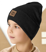 Czapka wiosenna/jesienna, prążek, dla chłopca, czarny, Mastico, 46-50 cm