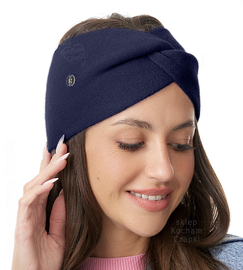 Opaska damska, zimowa, angora, Sioma, granatowa, 54-58 cm