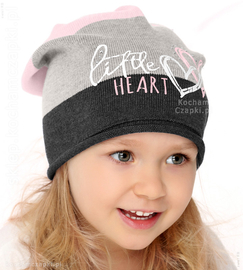 Czapka dla dziewczynki, wiosenna/jesienna, dzianinowa, Rozeta, 49-52 cm