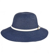 Kapelusz damski na lato, ze średnim rondem, granatowy, 56-57 cm