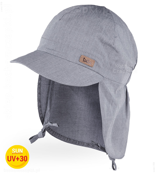  Czapka safari, wiązana, dla chłopca, filtr UV +30, szara, Nikita, 49-52 cm
