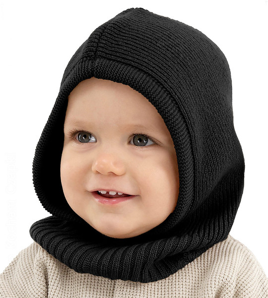 Kominiarka / balaklava z wełny merino i kaszmiru,  jesień/zima, czarny, 48-52 cm