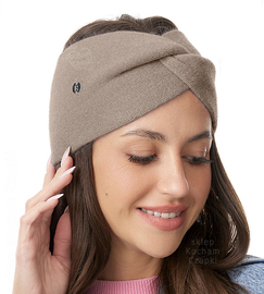 Opaska damska, zimowa, angora, Sioma, beżowa ciemna, 54-58 cm