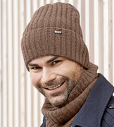 Komplet zimowy męski, czapka i komin, Galdon, brązowy, 56-58 cm