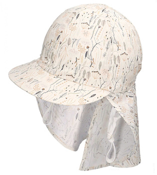 Czapka safari dla dziewczynki, wiązana, filtr UV+30, Pollia, kremowy, 50-52 cm