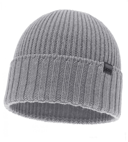 Czapka zimowa męska, 100% wełna merino, Urbner, szary (07), 56-59 cm