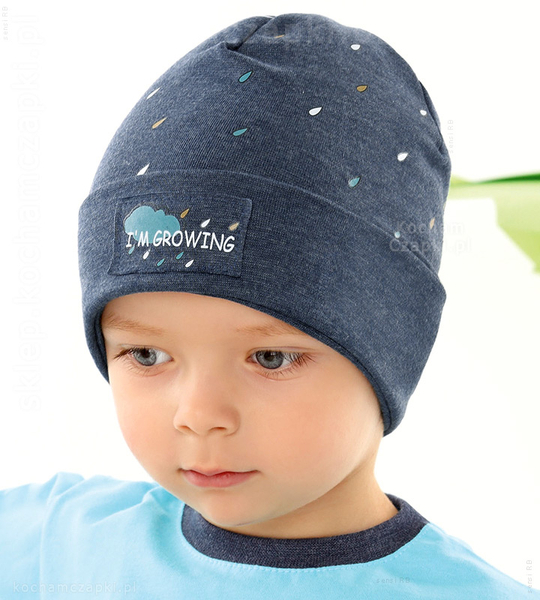 Czapka wiosenna/jesienna dla chłopca, z wywinięciem, Growing, 44-46 cm