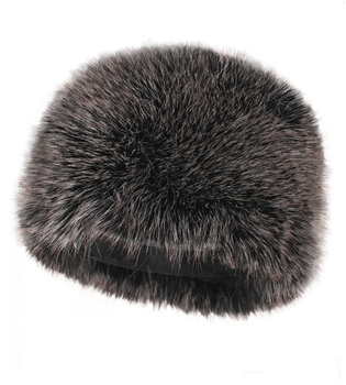 Czapka futrzana damska, z futra ekologicznego, zimowy toczek futrzany, Loqly, czarno-brązowy, 54-55 cm