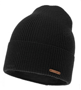 Czapka wiosenna/jesienna damska, merino 100%, Elfira, czarny, 54-56 cm