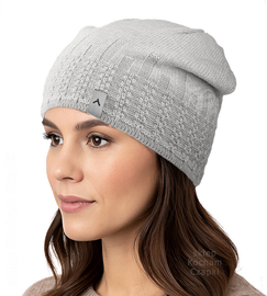 Czapka jesienna, damska, dzianinowa, A-375, szara, 55-60 cm
