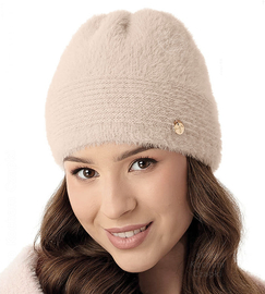 Czapka damska zimowa, Rastina, jasny beż, 55-57 cm