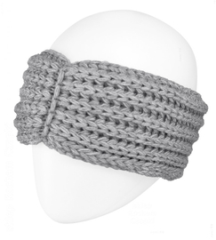 Opaska zimowa damska, AW1041, gruba włóczkowa, szara, 55-57 cm