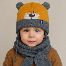 Zimowa czapka i szalik dla chłopca, Yatin, rozm. 44-47 cm