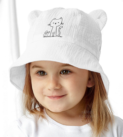 Kapelusz muślinowy dla dziewczynki, Samlean, biały, 48-50 cm