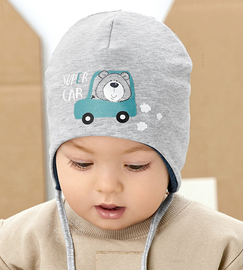 Czapka wiosenna/jesienna dla chłopca, Super Car, szara, 44-46 cm