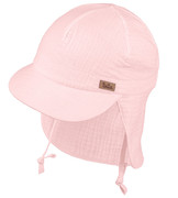 Kapelusz dla dziewczynki, czapka safari, z muślinu, róż jasny, Leviatto, 46-49 cm