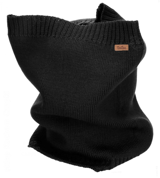 Komin z wełny merino, 7639, unisex, czarny