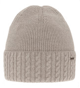 Czapka zimowa damska, beżowa, 50% merino, Beffe, 55-57cm