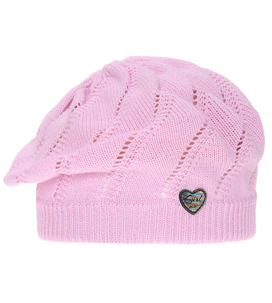 Beret dla dziewczynki wiosenny, różowy, Dilha, 49-53 cm