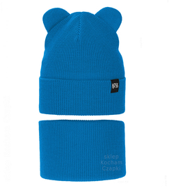 Komplet wiosenny/jesienny dla chłopca, czapka i komin, niebieski, Jragan, 50-54 cm