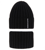 Komplet zimowy dla chłopca, czapka i komin, Vilidio, czarny, 52-54 cm