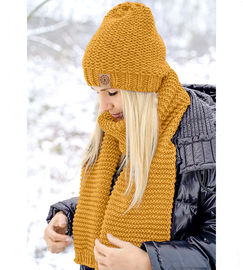 Czapka i szalik damski, długi, czapka z polarem, Gisele, rozm. 54-56  cm