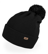 Czapka merino, z pomponem, Mjaia, czarna, 48-54 cm