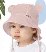 Kapelusz dla dziewczynki, muślinowy, wrzosowy róż, Alcotia, 50-52 cm