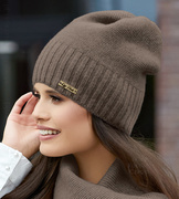 Ekskluzywna czapka zimowa damska, wełniana, Viveka, brązowy (O), 54-56 cm